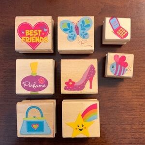 Teen tween girl wood mounted rubber stamp set collection